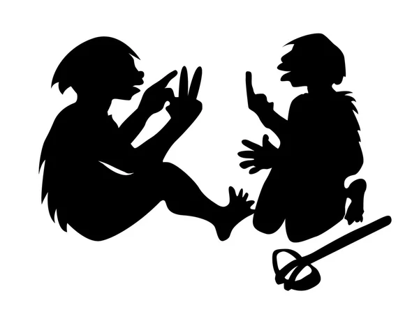 Dwa neandertalczyka mans na białym tle, ilustracji wektorowych — Wektor stockowy
