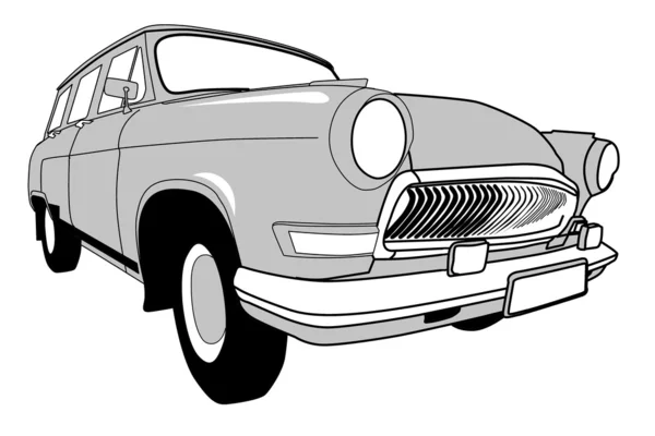 Retro bil på vit bakgrund, vektor illustration — Stock vektor