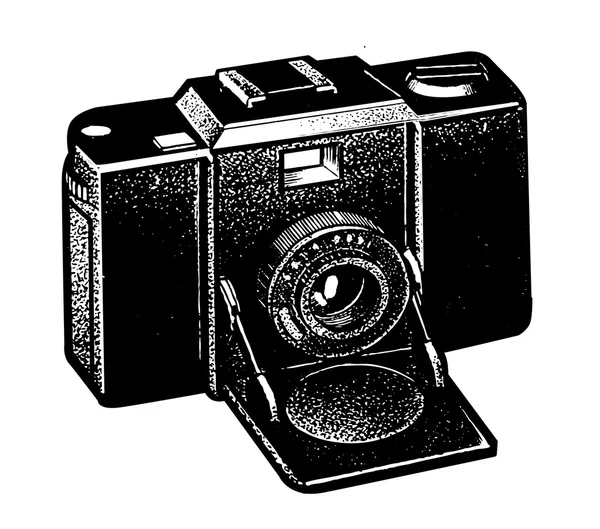 Retro camera op witte achtergrond, vectorillustratie — Stockvector
