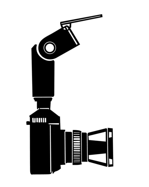 Silueta de la cámara sobre fondo blanco, ilustración vectorial — Vector de stock
