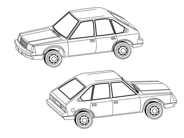 Silueta del coche sobre fondo blanco, ilustración del vector — Vector de stock