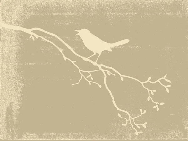 Vogel silhouet op oud papier, vectorillustratie — Stockvector