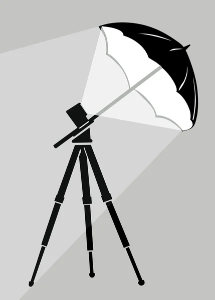 Tripod silhouette on gray background, vector illustration — Stock Vector