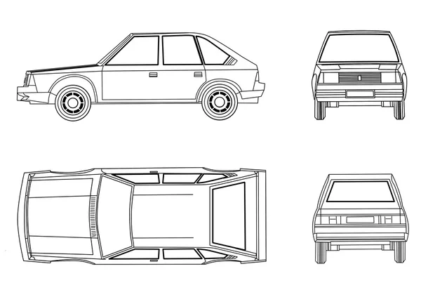 Silueta del coche sobre fondo blanco, ilustración del vector — Archivo Imágenes Vectoriales