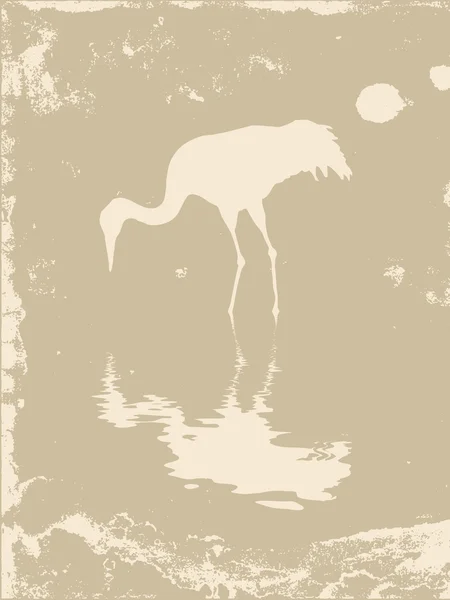 Silhouette de grue sur fond grunge, illustration vectorielle — Image vectorielle