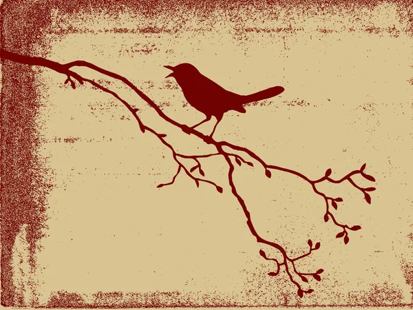 Vogel silhouet op grunge achtergrond, vectorillustratie — Stockvector