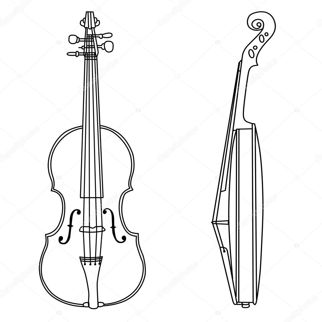 Violin silhouette on white background, vector illustration