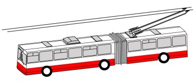 Trolley bus silhouette on white background, vector illustration clipart