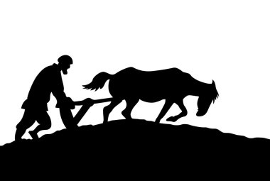peasant silhouette on white background, vector illustration clipart