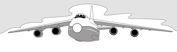 Vliegtuig silhouet op witte achtergrond, vectorillustratie — Stockvector