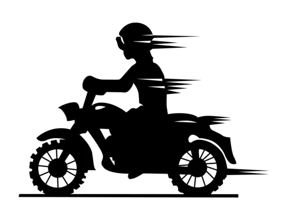 Silhouette motociclista su sfondo bianco, illustrazione vettoriale — Vettoriale Stock