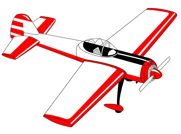 Vliegtuig puttend uit witte achtergrond, vectorillustratie — Stockvector