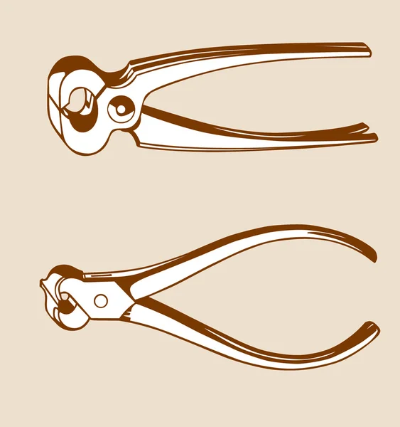 Alicates silueta sobre fondo marrón, ilustración vectorial — Vector de stock
