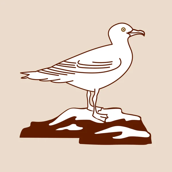 Sea gull silhouet op bruine achtergrond, vectorillustratie — Stockvector