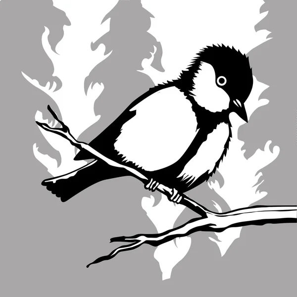 Ptak sylwetka na tle drewna, ilustracji wektorowych — Wektor stockowy