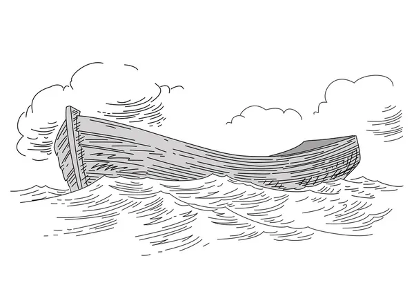 Boot puttend uit witte achtergrond, vectorillustratie — Stockvector