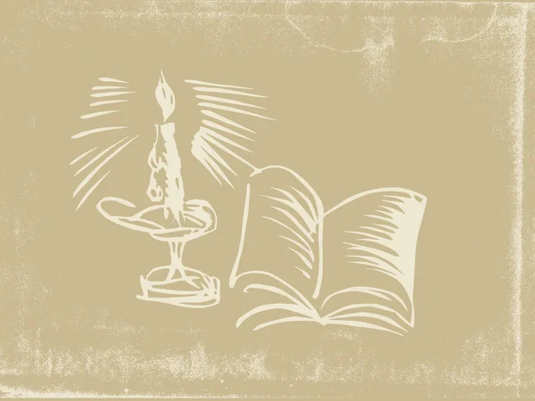 古い紙ベクトル イラスト燭台シルエット — ストックベクタ