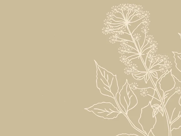 茶色の背景、ベクトル図を植物のシルエット — ストックベクタ