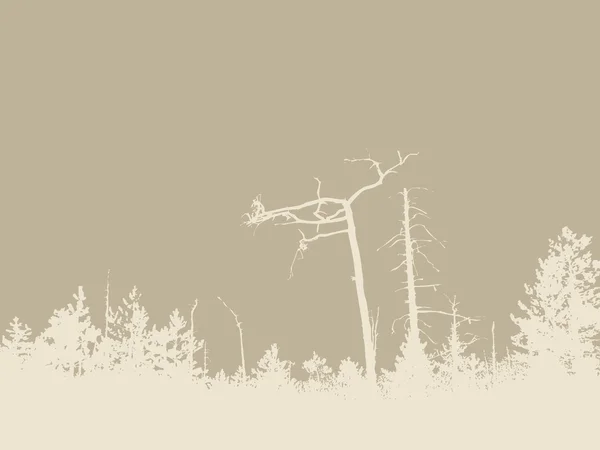 Holzsilhouette auf braunem Hintergrund, Vektorillustration — Stockvektor