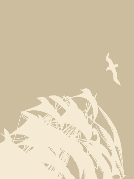 Силуэт парусника на коричневом фоне — стоковое фото