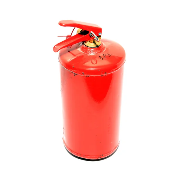 Röd brandsläckare på vit bakgrund — Stockfoto
