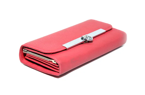 흰 배경에 있는 빨간 지갑 — 스톡 사진