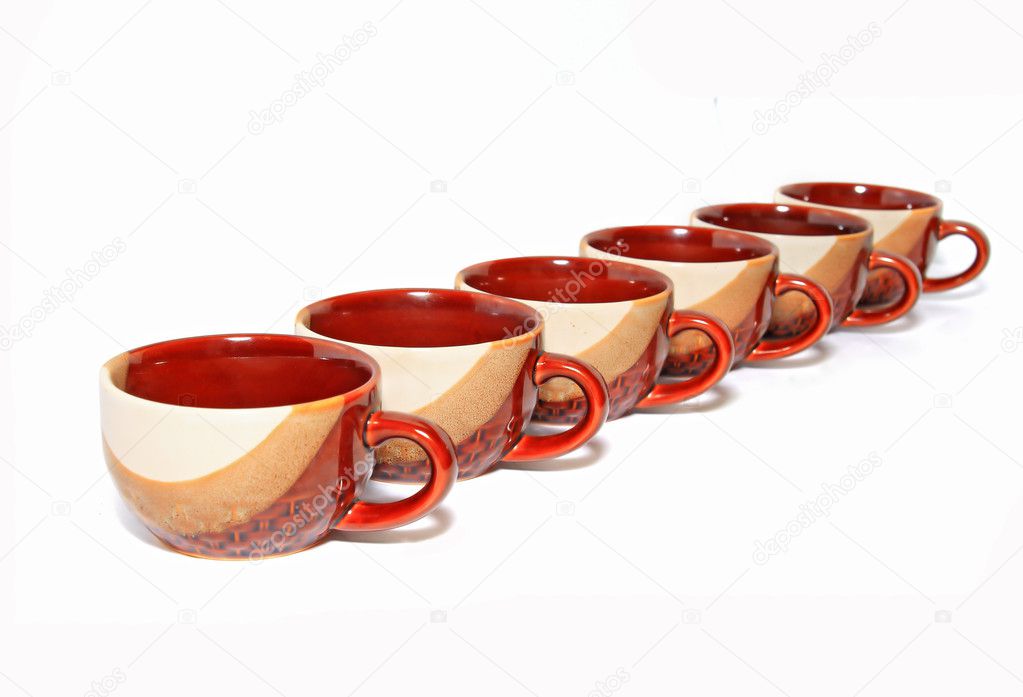Brown cup on white background