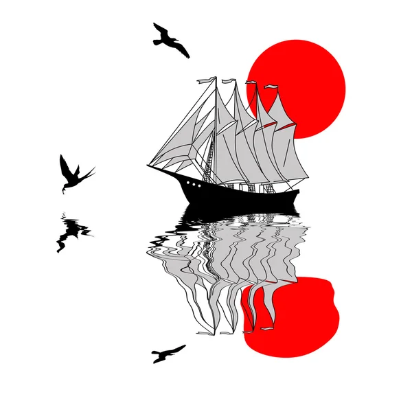Silueta de pez vela sobre fondo blanco, ilustración vectorial — Archivo Imágenes Vectoriales