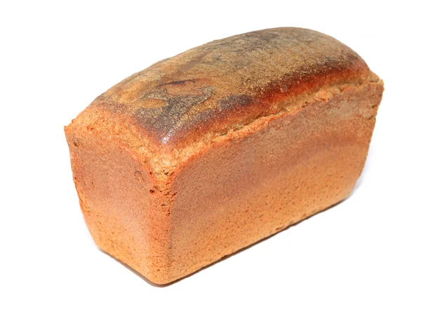 Hnědý chléb na bílém pozadí — Stock fotografie