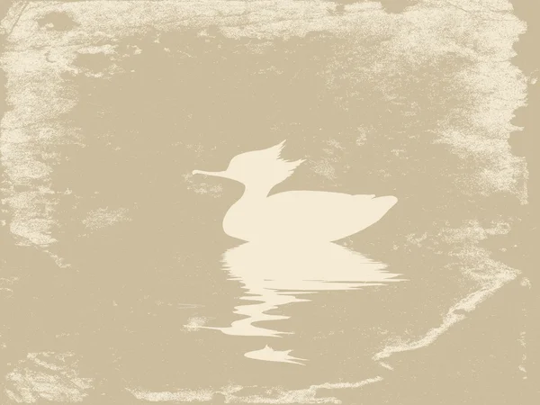 Ente im Wasser auf Grunge-Hintergrund, Vektor-Illustration — Stockvektor