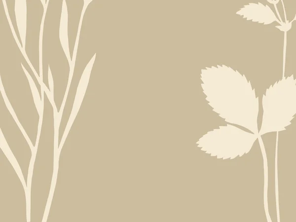 Трава и лист на коричневом фоне, векторная иллюстрация — стоковый вектор