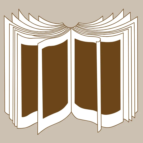 Nyitvatartási könyv silhouette barna háttér, vektor illustrati — Stock Vector