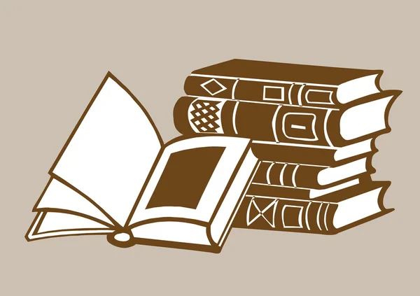 Книги на коричневом фоне, векторная иллюстрация — стоковый вектор