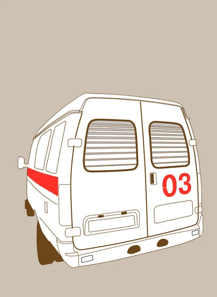 茶色の背景、ベクトル イラストに救急車車 — ストックベクタ