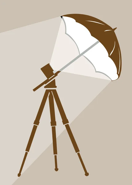 Tripod silhouette on brown background, vector illustration — Stock Vector
