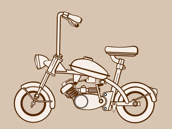 Moped silhouette on brown background, vector illustration — Stock Vector