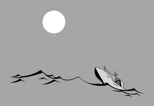 Векторний силует танкера на сірому фоні, Векторні ілюстрації — стоковий вектор