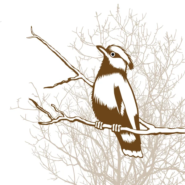 Silhouette uccello su sfondo legno, illustrazione vettoriale — Vettoriale Stock