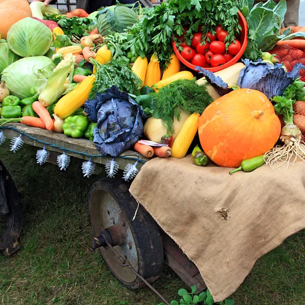 Definir produtos hortícolas no mercado rural — Fotografia de Stock