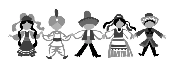 Dancing children silhouette on white background, vector illustra — Stock Vector