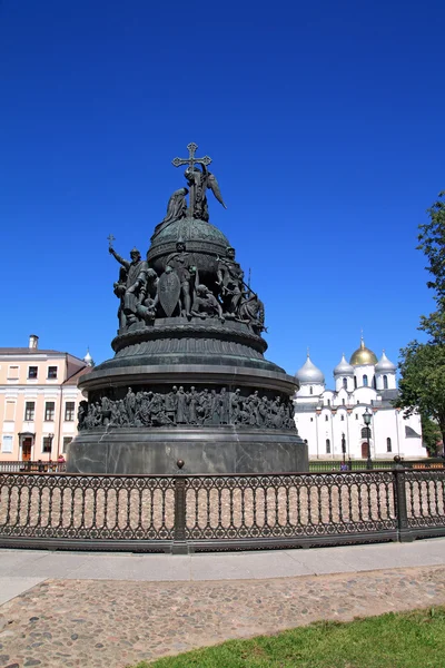 Памятник тысячелетию России в Великом Новгороде — стоковое фото
