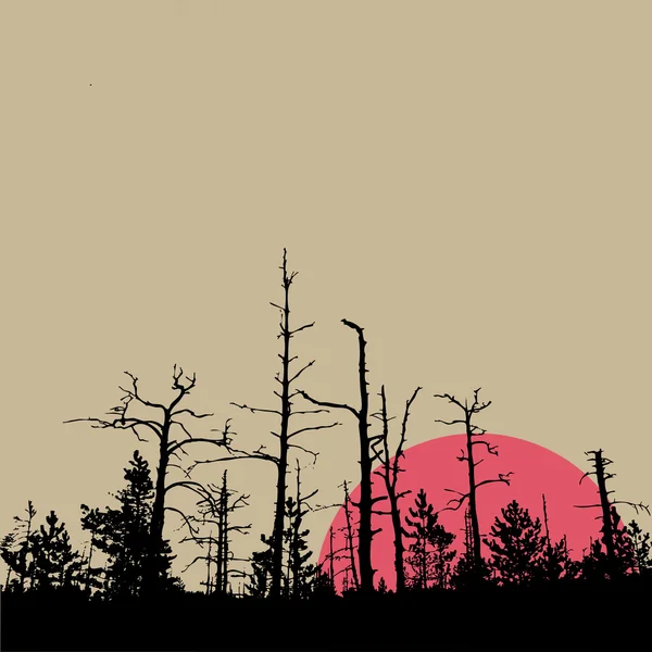 Solen i trä på brun bakgrund, vektor illustration — Stock vektor
