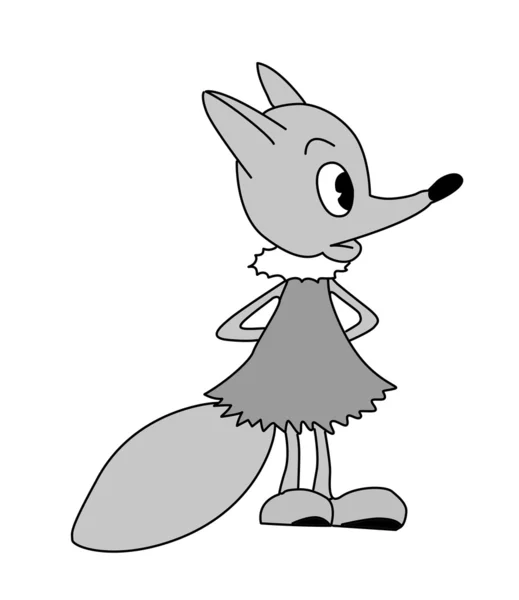 Dibujo del pequeño zorro sobre fondo blanco, ilustración vectorial — Vector de stock