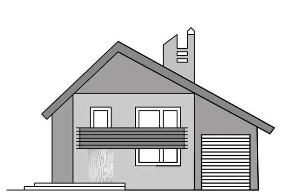 House drawing on white background, vector illustration — Stock Vector