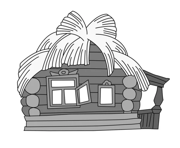 Dibujo de la casa rural sobre fondo blanco, ilustración vectorial — Vector de stock