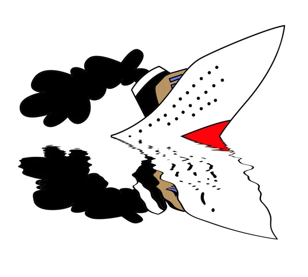 Nef coulante sur fond blanc, illustration vectorielle — Image vectorielle
