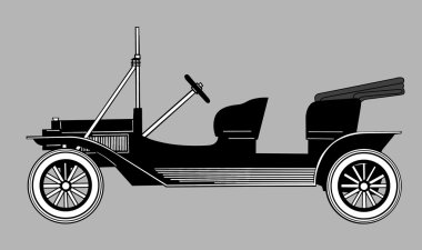 Retro araba siluet gri arka plan üzerinde