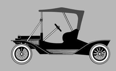 Retro araba siluet gri arka plan üzerinde