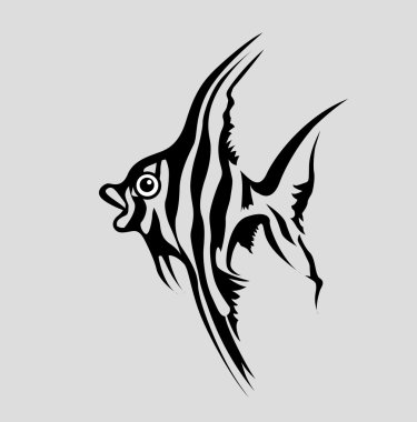 fish silhouette on gray background, vector illustration clipart