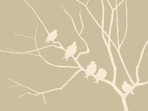 Vogels silhouet op bruine achtergrond, vectorillustratie — Stockvector